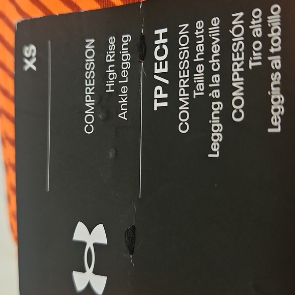 NWT Under Armour Women's Project Rock Heatgear Leggings: Electric Tangerine: XS - Picture 2 of 12